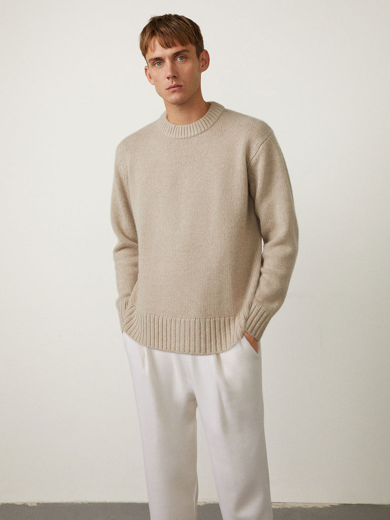 Claude Sweater Sand | Lisa Yang | Beige tröja i 100% kashmir