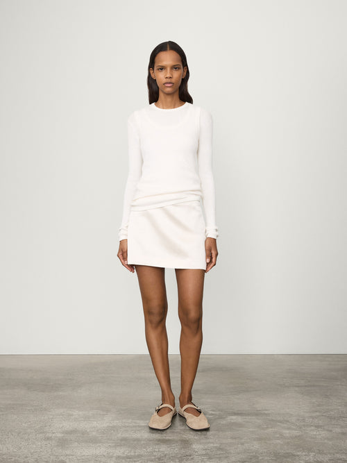 Mini Skirt Champagne | LISA YANG | Kort vit silkeskjol i 100% silke