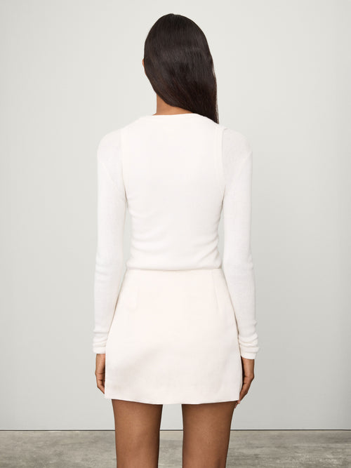 Mini Skirt Champagne | LISA YANG | Kort vit silkeskjol i 100% silke