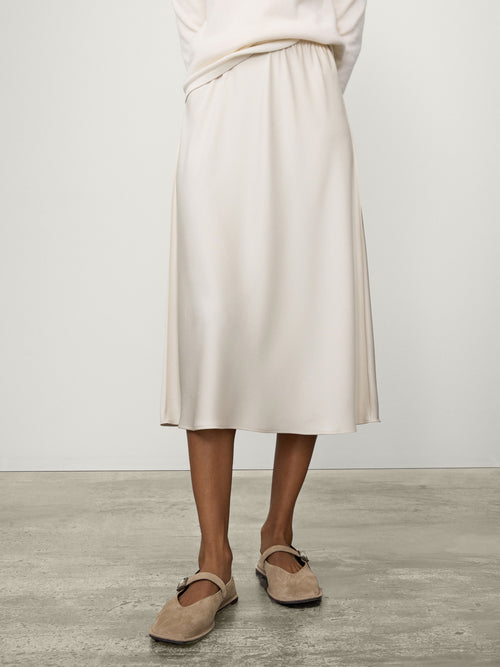 Midi Skirt Champagne | LISA YANG | Vit silkeskjol i 100% silke