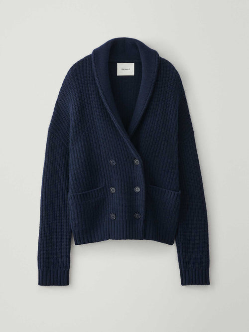 Annalike Cardigan Jacket Navy | LISA YANG | Mörkblå kofta jacka med knappar i 100% kashmir
