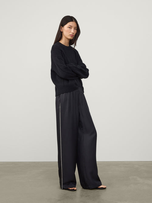 Piping Detail Wide Leg Trousers