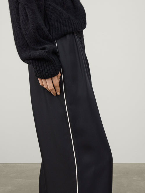 Piping Detail Wide Leg Trousers