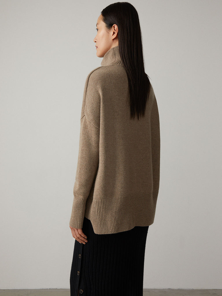 Heidi Sweater Mole | Lisa Yang | Beige brun tröja polotröja i 100% kashmir